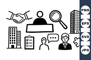 Business Icons Vector Set, an Illustration by designvectx