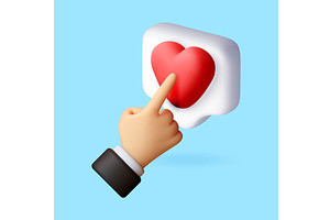 3D Hand clicking social media like, a Technology Illustration by Abscent