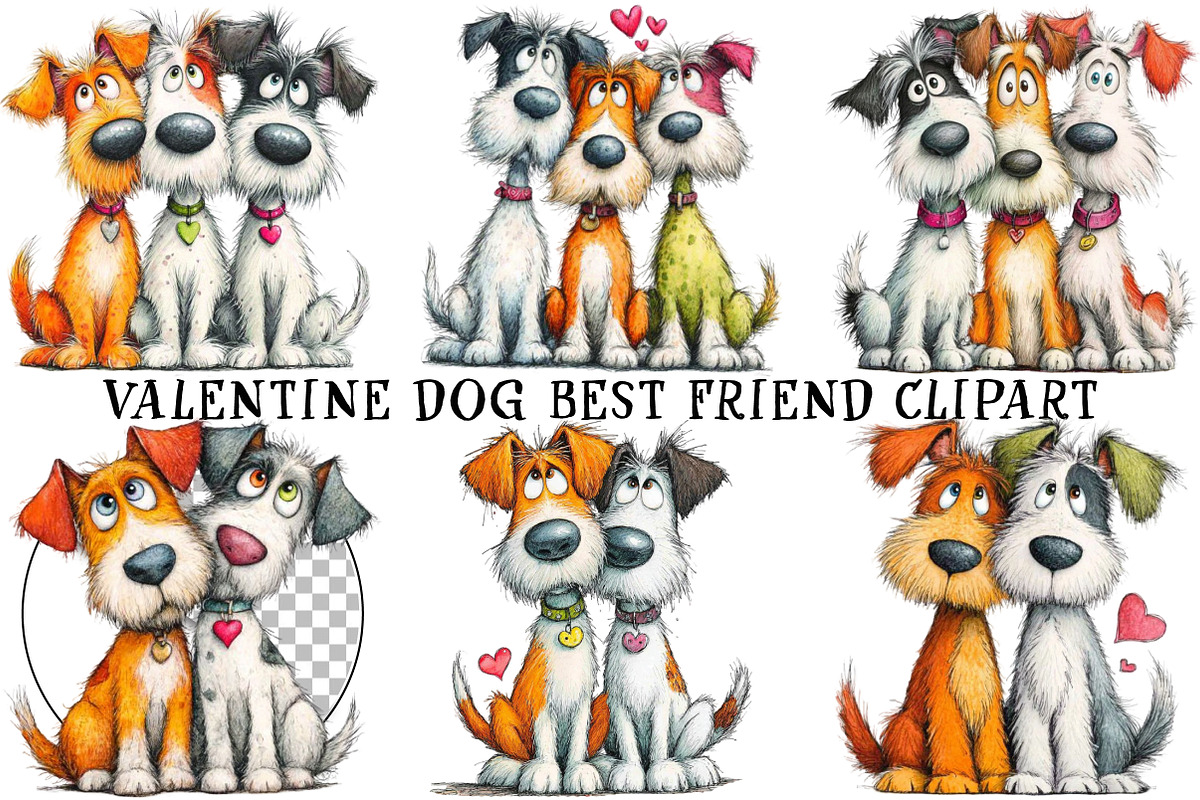 Valentine Dog Best Friend Clipart, an Illustration by OK Design (Photo 2 of 6)