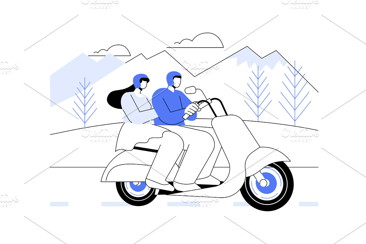 Scooter ride isolated cartoon vector, a Person Illustration by Visual Generation
