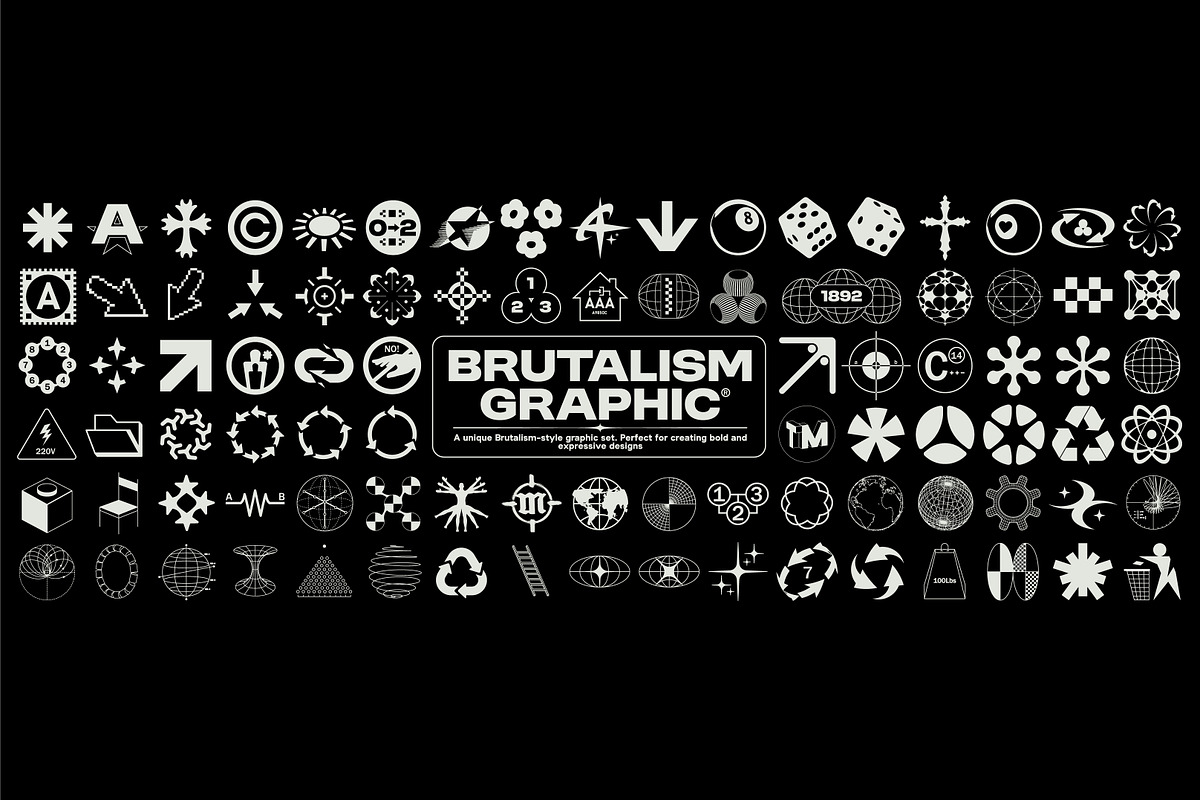 BRUTALISM ICON SET 91 ELEMENT, a Graphic by BonkiStudio