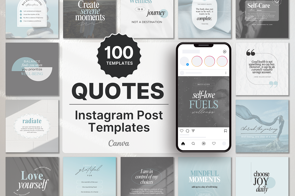 Wellness Quote Instagram Templates, a Social Media Template by DigiPax (Photo 1 of 11)