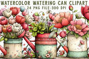 Watercolor Watering Can Clipart, an Illustration by Libby Wishes (Thumbnail 1 of 7)