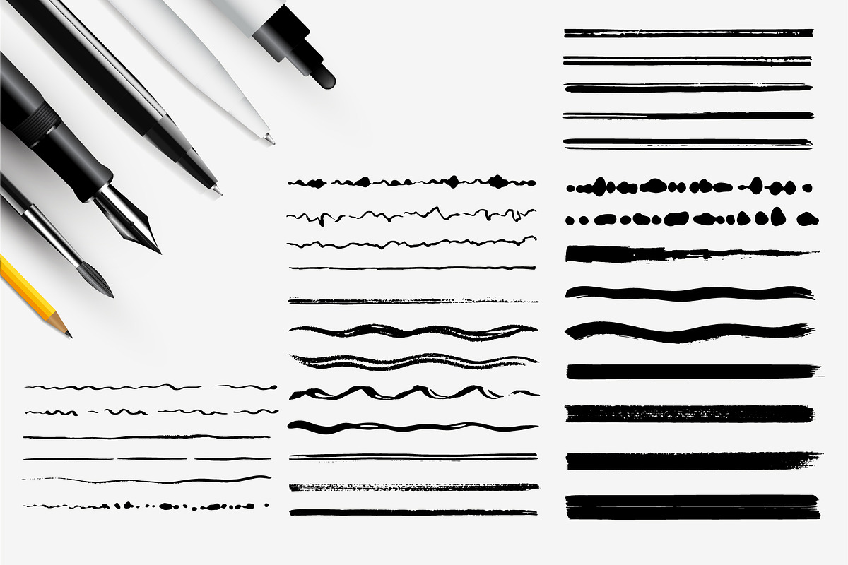 Pencil,Paint Stroke Brushes. Pen Ink, a Brush Add-On by ZinetroN (Photo 2 of 4)