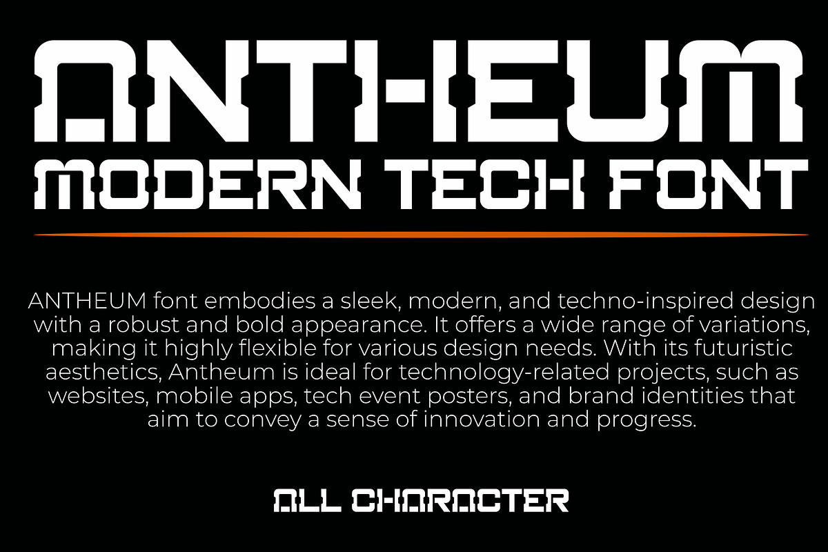 Antheum - A Modern Techno Font, a Sans Serif Font by Marvadesign (Photo 2 of 8)
