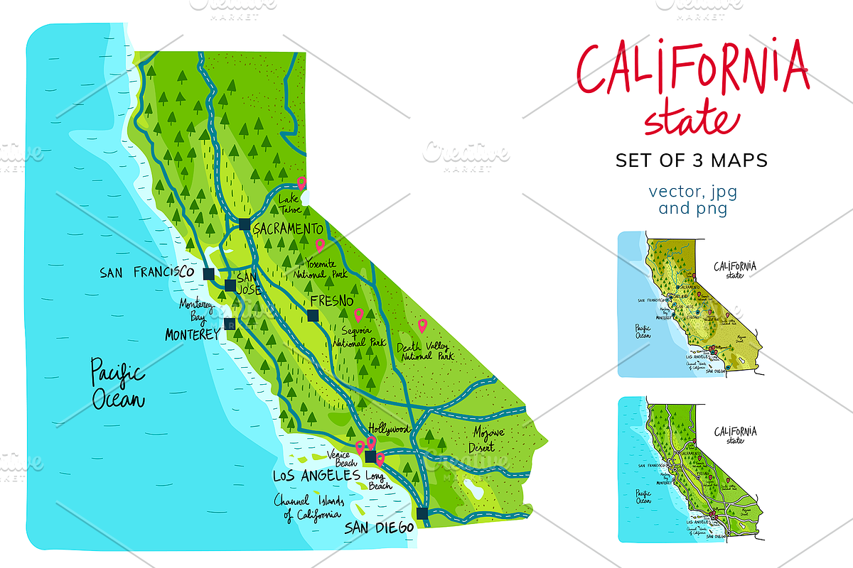California maps, an Education Illustration by Illustrationsforteachers (Photo 1 of 5)
