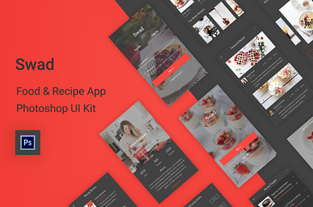 Swad - Food & Recipe UI Kit (PSD), an UI Kit Template by themelove