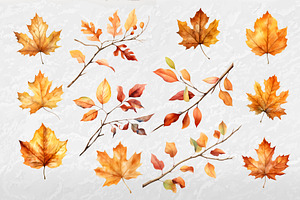 Autumn Watercolor Clipart Set