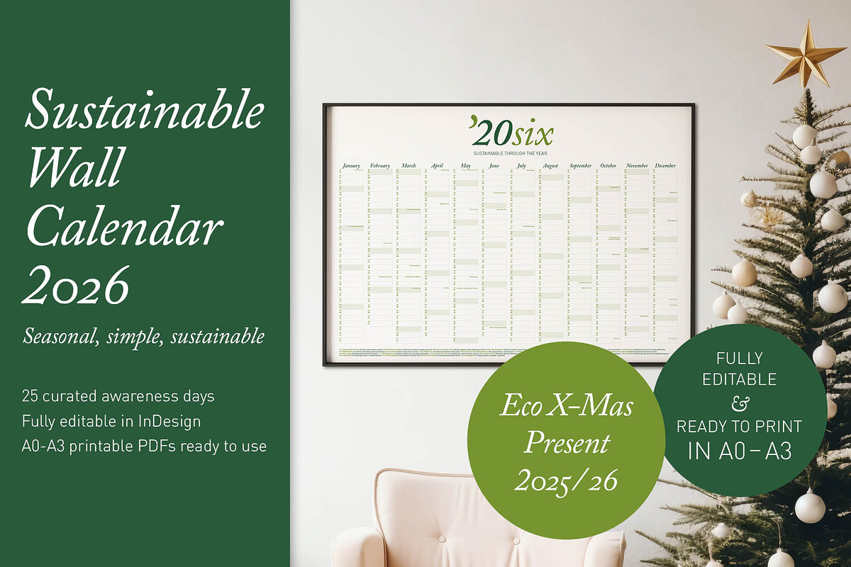 2026 Eco Wall Calendar: Herbal Green
