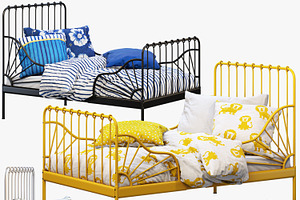 Color metal children's beds 3d model