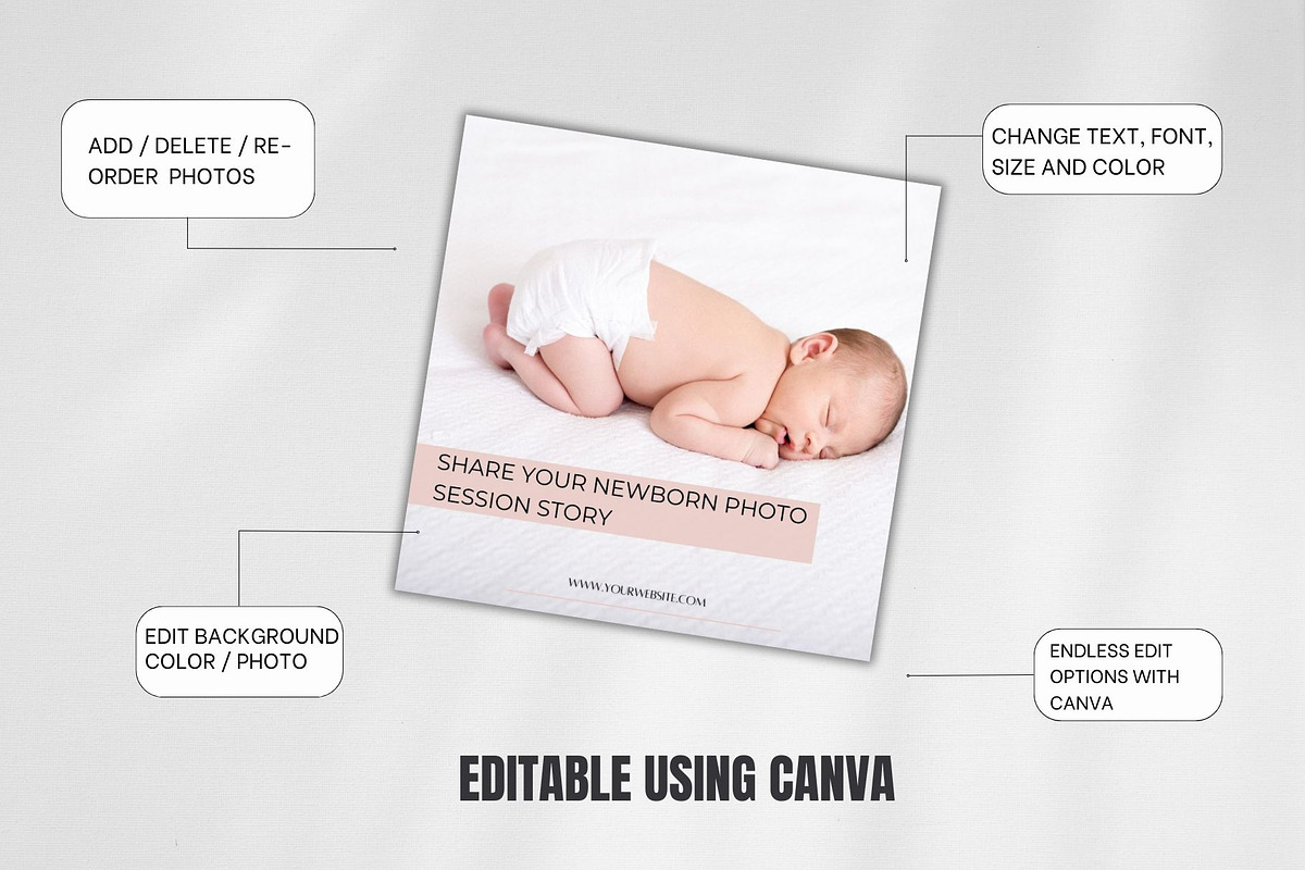 Newborn Photographer Instagram, a Social Media Template by CreativeTempHub (Photo 6 of 8)
