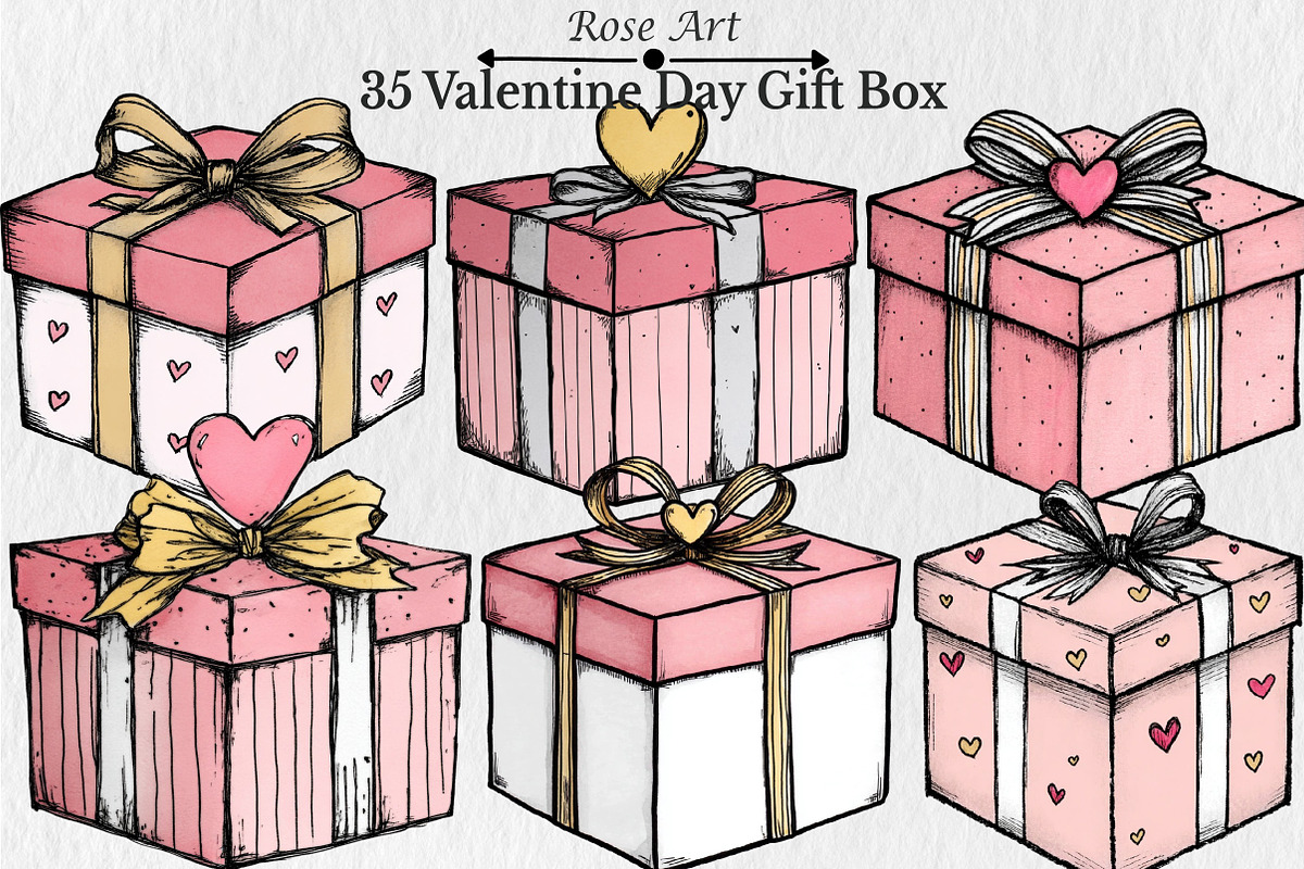 Valentine Day Gift Box Clipart, a Seasonal Illustration by Rose Art (Photo 1 of 6)