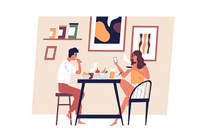 Couple eating breakfast at home, a Food Illustration by Good Studio