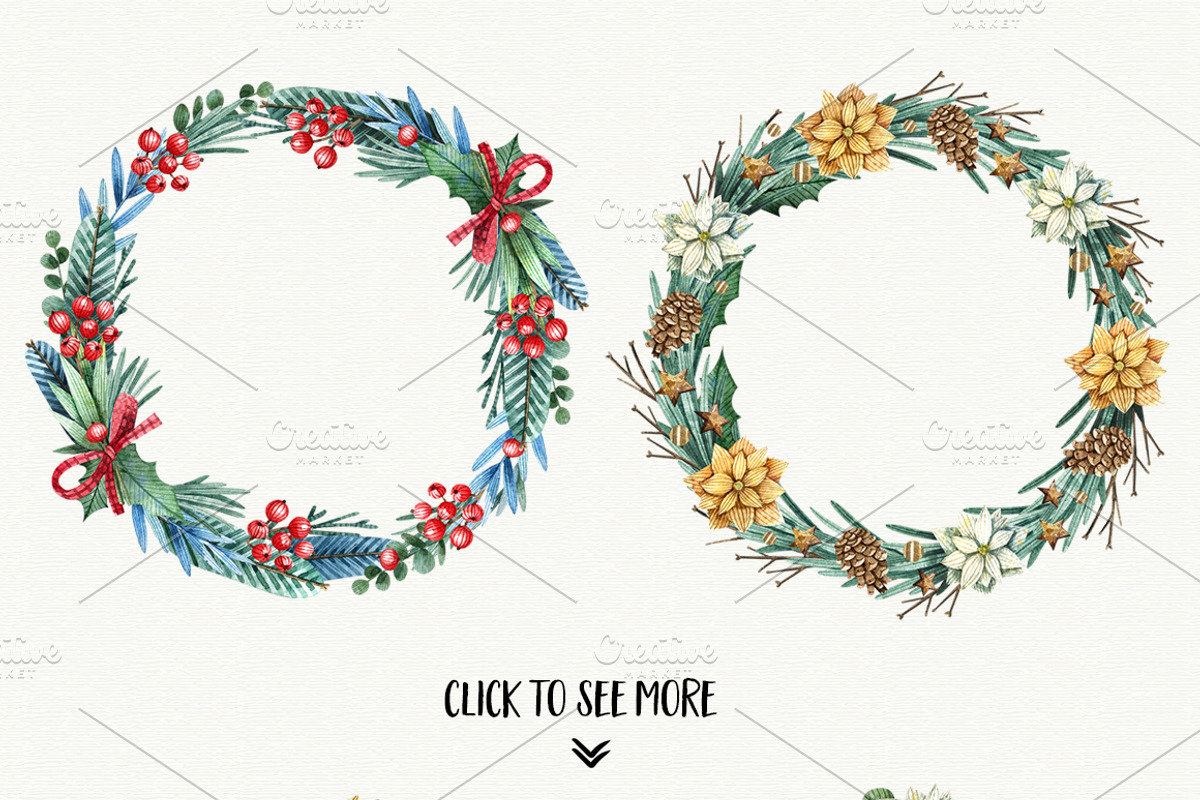 Big Christmas Set, a Decorative Illustration by Watercolor by Tonia Tkach (Photo 5 of 8)