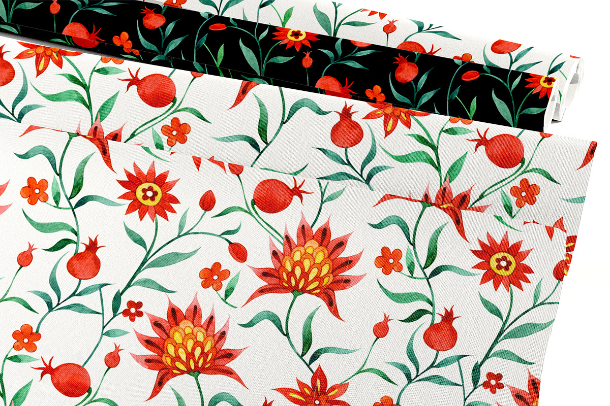 Pomegranates and Flowers. Patterns, a Pattern Graphic by made by Tanya (Photo 3 of 5)