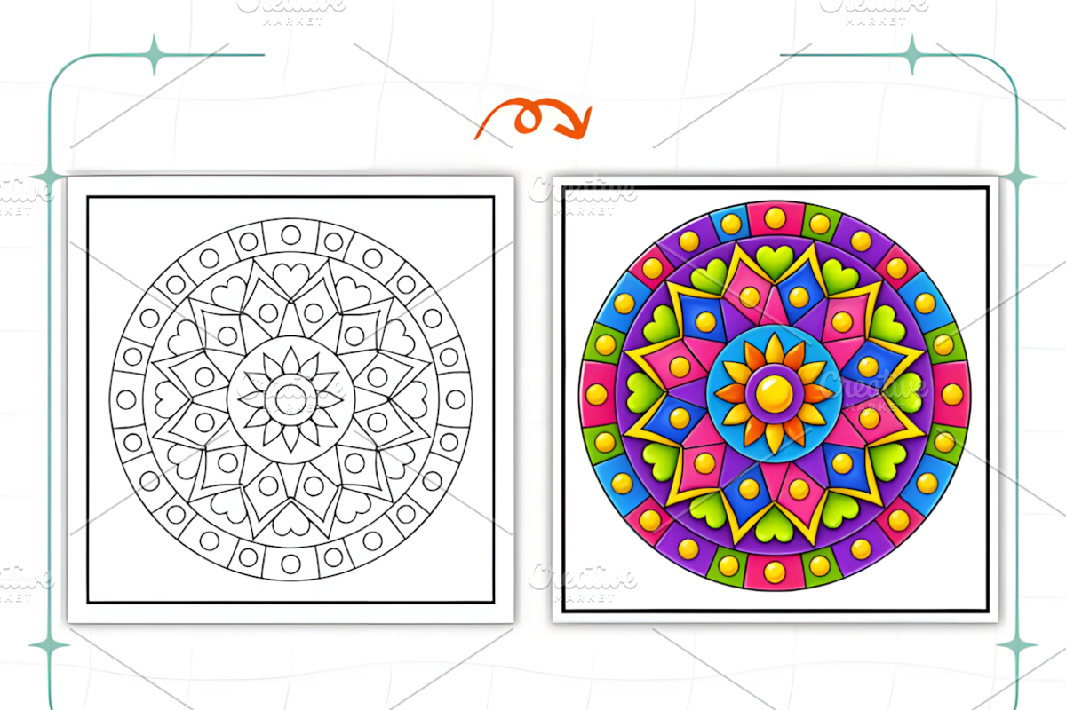Bold and Easy Mandala Coloring Pages, a Decorative Illustration by Coco Bloom (Photo 6 of 9)
