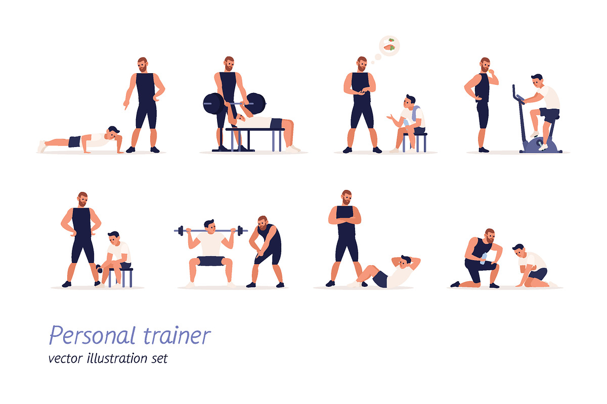 Personal trainer, sports set, a Person Illustration by Good Studio (Photo 1 of 3)