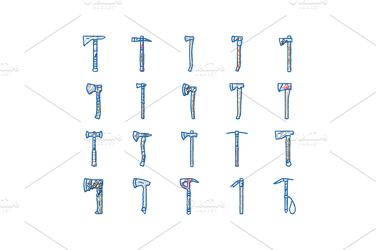 axe ax hatchet wood weapon icons, an Object Illustration by pikepicture
