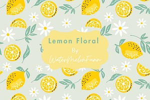 Lemon Floral Seamless Pattern