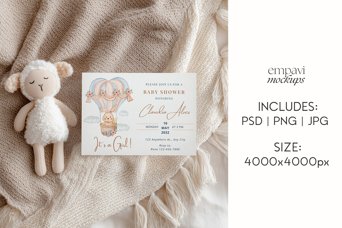 7x5 Baby Shower Card Mockup, a Mockup by EmpaviMockups (Photo 7 of 7)