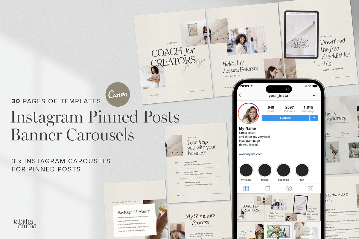 Instagram Pinned Post Carousels, a Social Media Template by Tabitha Emma (Photo 1 of 10)