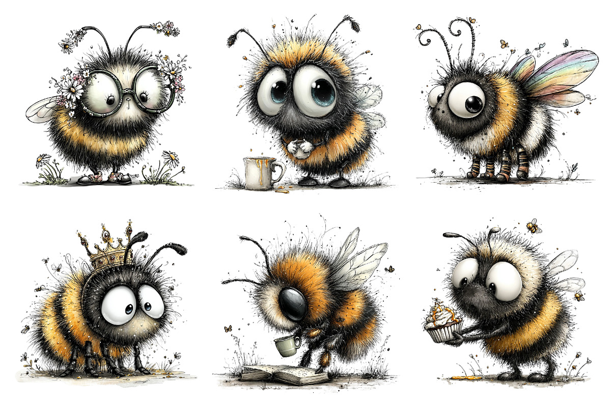 Whimsical Fuzzy Bee PNG Clipart, a Seasonal Illustration by Daily.Designs (Photo 4 of 5)