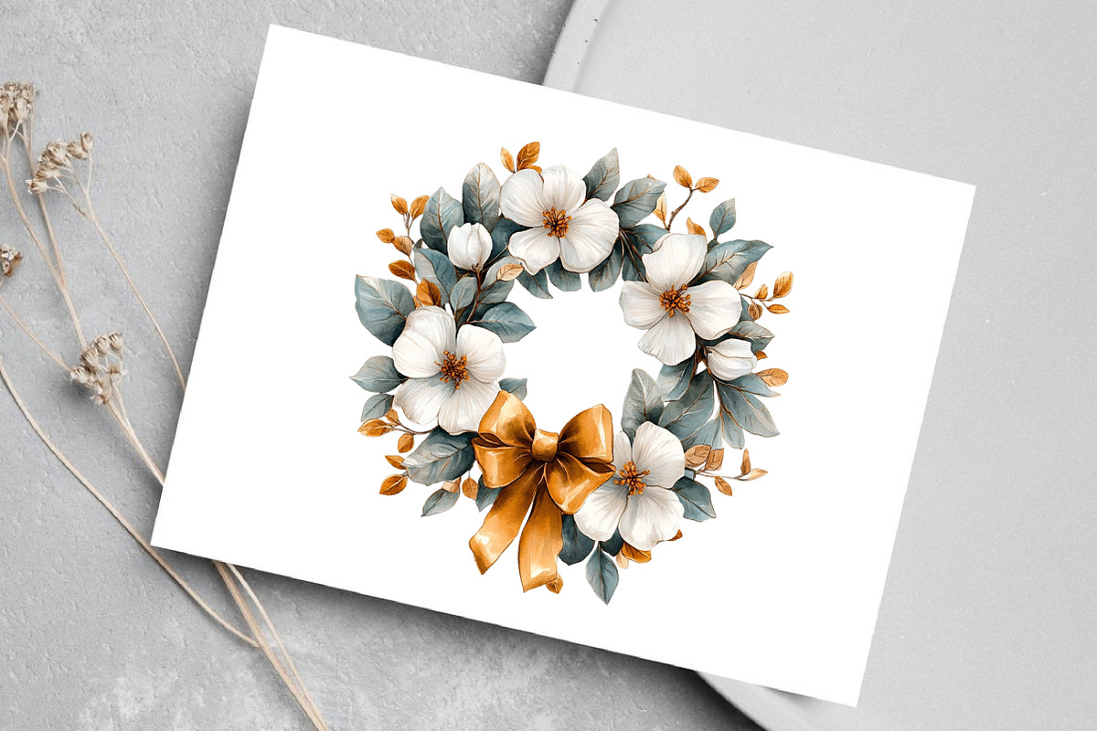 Watercolor White Christmas Clipart, an Illustration by Canvas Craft (Photo 6 of 8)