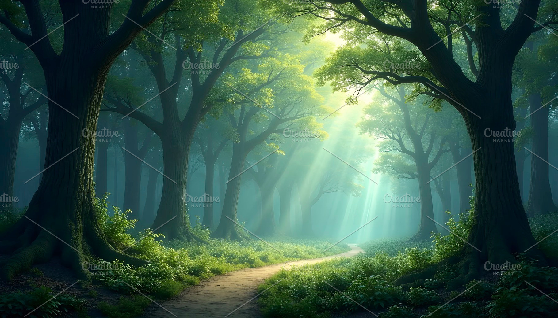 Magical Enchanted Forest Background, a Photo by LOGOCREATIVE