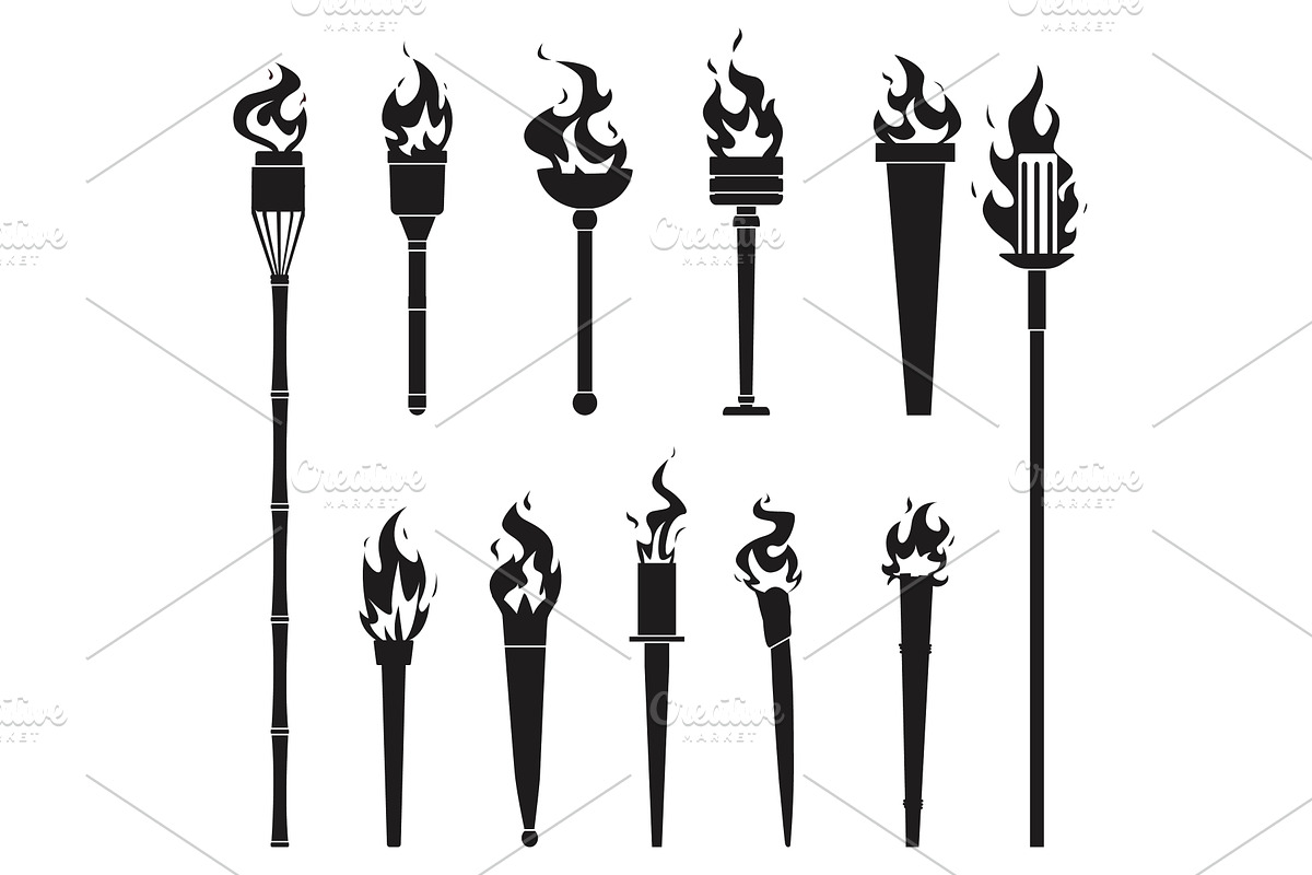 Different shapes flame torches, an Object Illustration by Vectorbuum