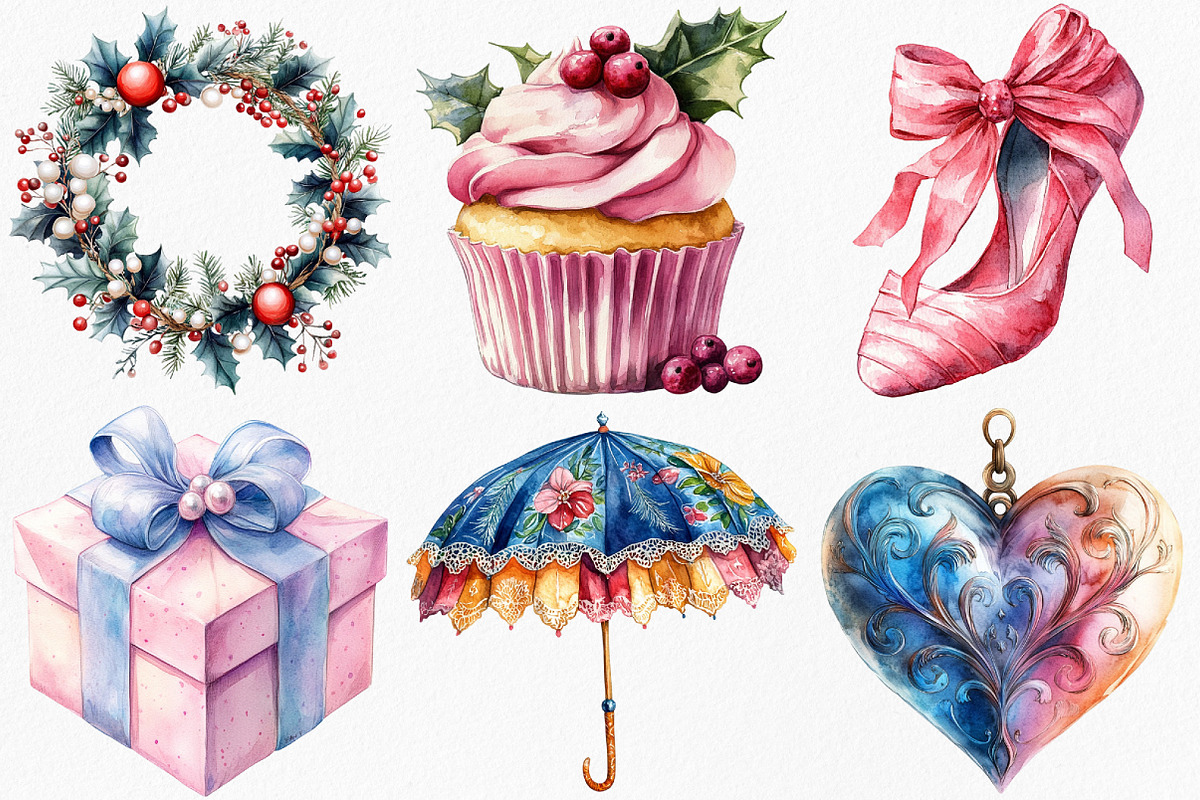 Coquette Christmas Clipart, an Illustration by Canvas Craft (Photo 3 of 8)