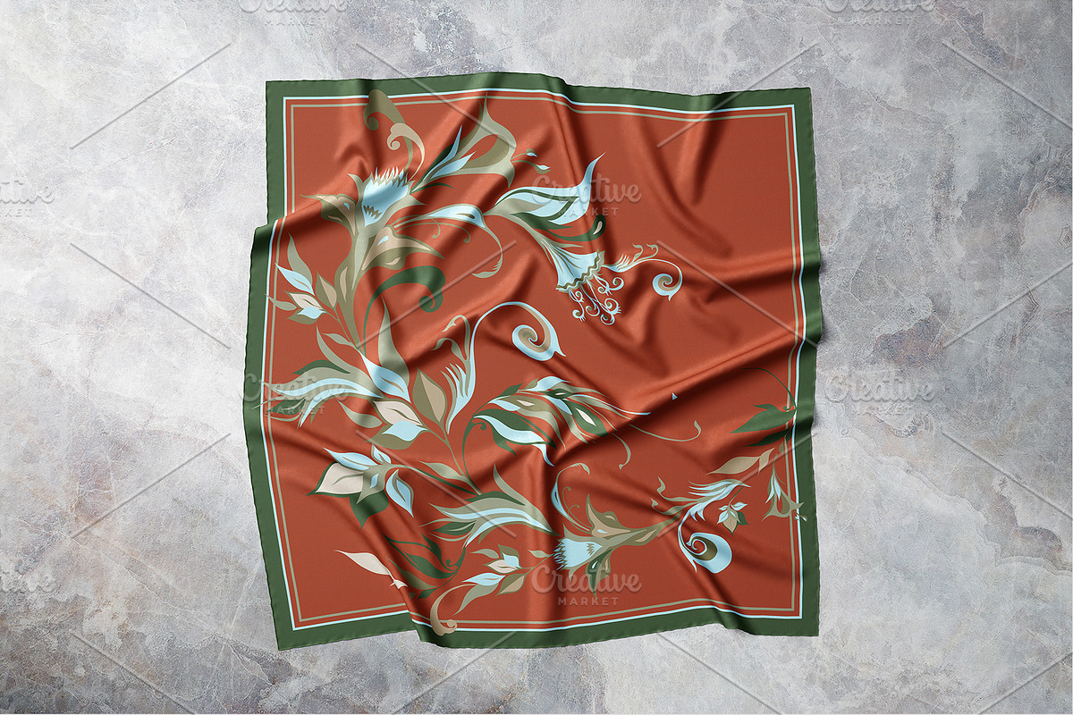 Terracotta Bloom Silk Scarf, an Object Graphic by ilustrinna (Photo 2 of 7)