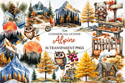 Watercolor Alpine Autumn Clipart, an Illustration by Designworld (Thumbnail 1 of 5)