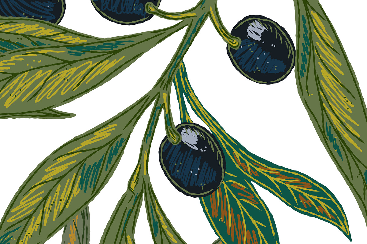 Mediterranean olive branch set, a Pattern Graphic by NayaChu (Photo 7 of 11)