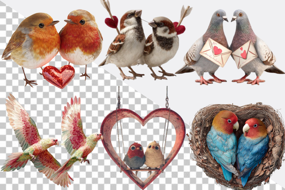 Quirky Valentine Birds Clipart Bundl, an Illustration by SVGArt (Photo 2 of 8)
