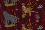 Wolf, Pheasant, Dragonfly, a Pattern Graphic by NayaChu (Thumbnail 7 of 9)