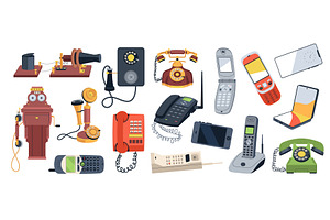 Phones evolution. From vintage, an Object Illustration by YummyBuum