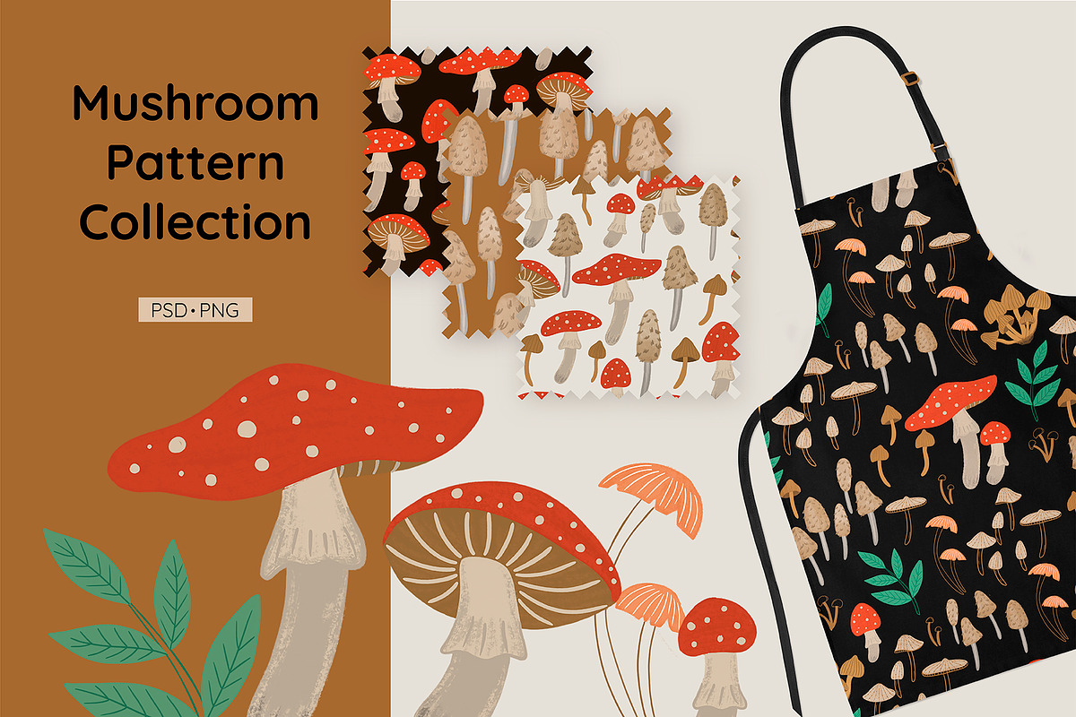 Mushroom pattern collection, a Pattern Graphic by Alona Savchuk (Photo 1 of 7)
