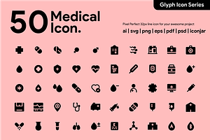 50 Medical Glyph Icon