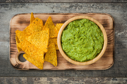 Guacamole with nachos containing nachos, guacamole, and dish, a Food & Drink Photo by etorres69
