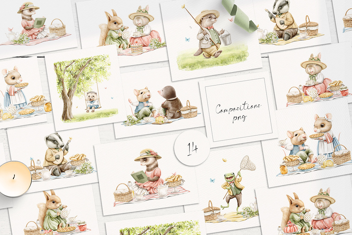 Little picnic party by the river, an Animal Illustration by Mimomy (Photo 7 of 13)