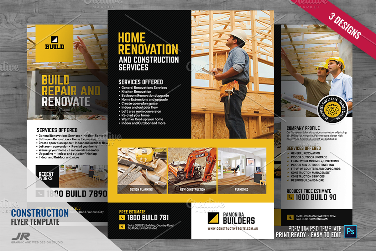 Construction Flyer Bundle, a Flyer Template by PSDPixel
