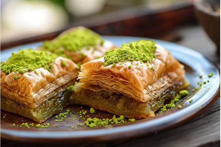 Sweet Baklava arabian dessert, a Food & Drink Photo by Ylivdesign