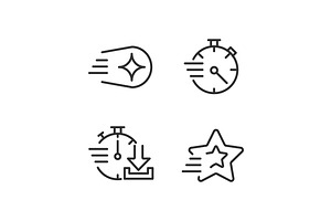 Speed And Time Linear Icons Set