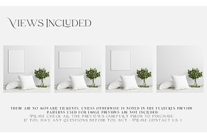 Throw Pillows And Frames Mockup Set