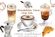 Watercolo Breakfast - Coffee Time, a Food Illustration by MaraquelaStudio (Thumbnail 1 of 7)