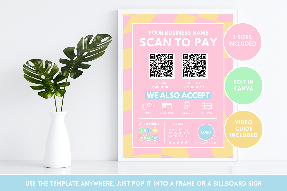 Pastel Scan to Pay Sign, a Stationery Template by SunshineStudioBoutique (Photo 6 of 11)