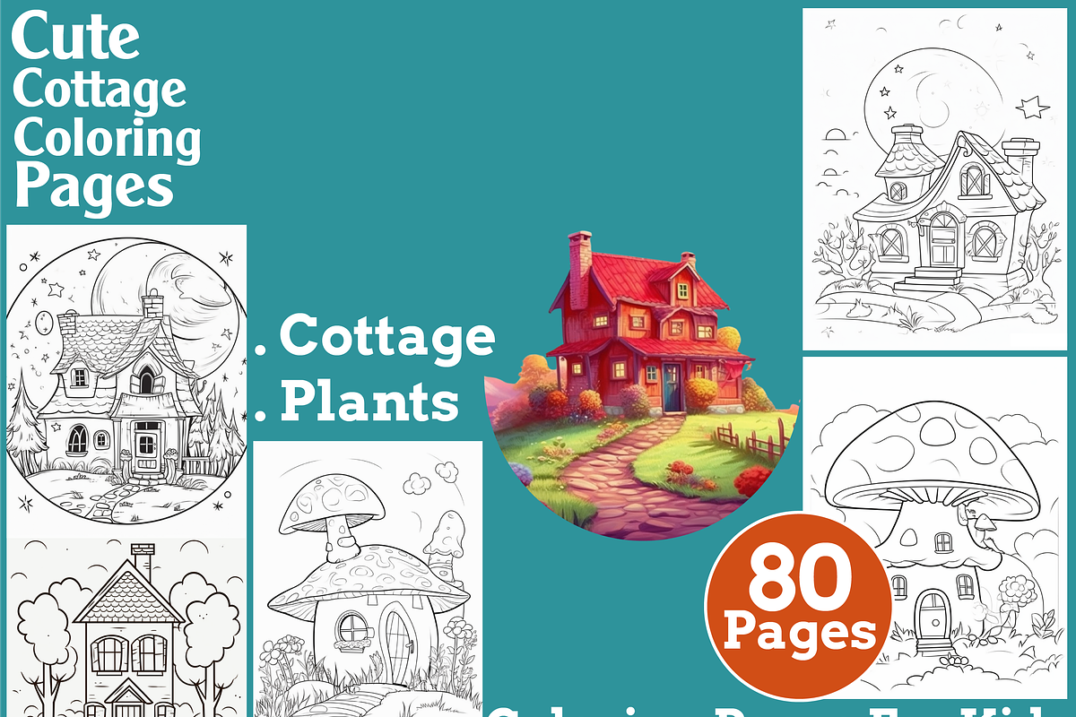 Cute Cottage Coloring Pages For Kids, an Animal Illustration by martinblan (Photo 1 of 4)