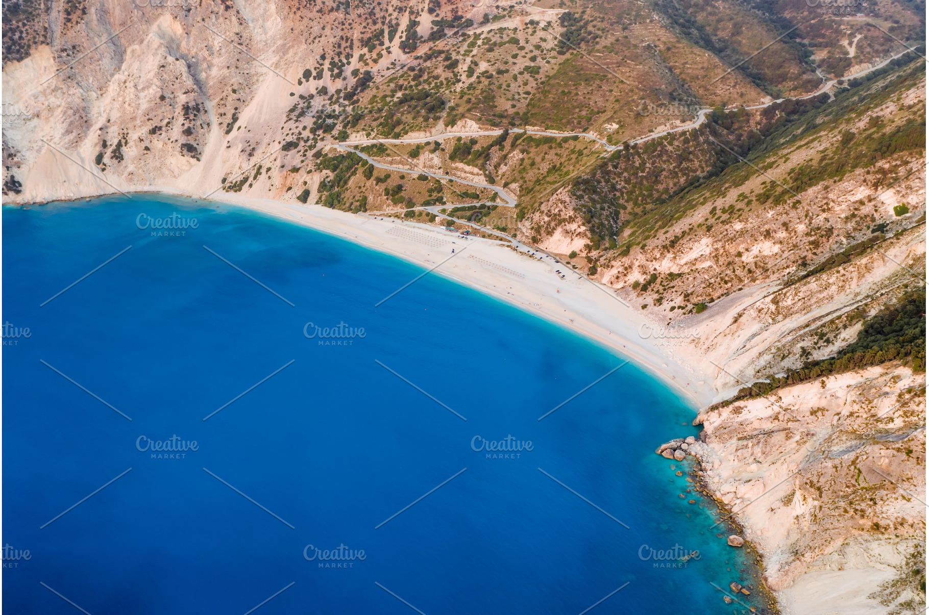 Myrtos beach with blue bay on, a Nature Photo by Igor Tichonow