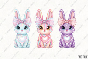 Bunny Coquette Bow PNG, Easter Bunny, an Illustration by CraftArtStudio