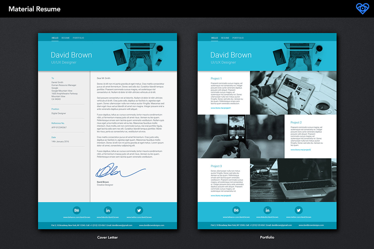 Material Resume Aqua, a Resume Template by ikono.me (Photo 4 of 5)